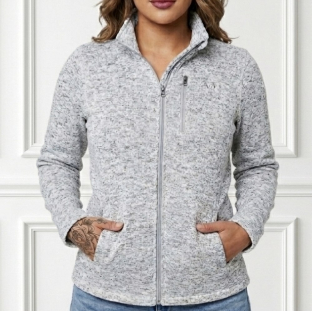 Marc Jacobs Marc New York Large Jacket Scuba Zipper Heathered Gray Zip Pockets